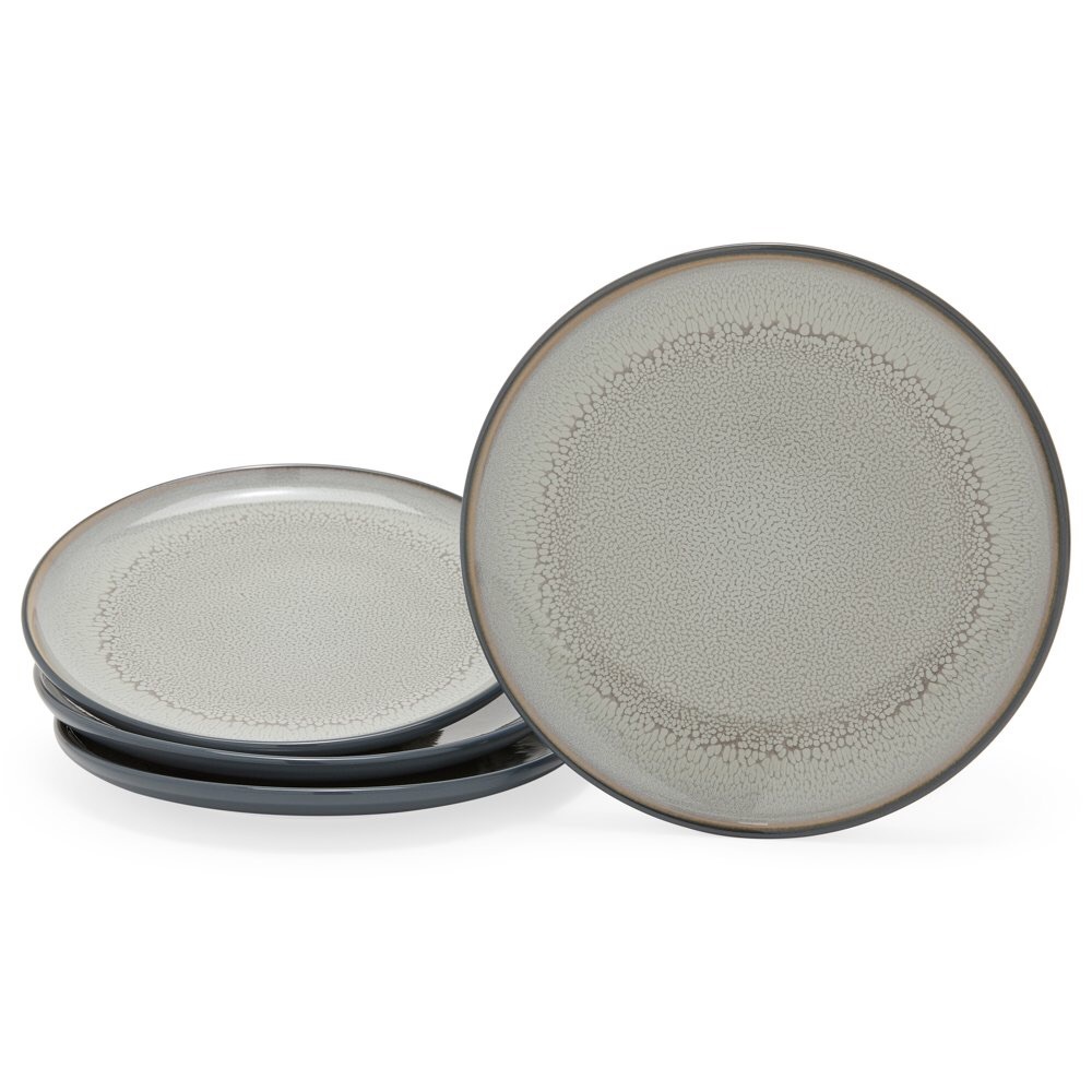 NWT Luxury Reactive Glaze 4 Piece Salad Plate Set, Ash